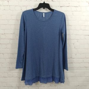 Xpenyo Top Womens Medium Blue Long Sleeve Stretch Boho Tunic Casual